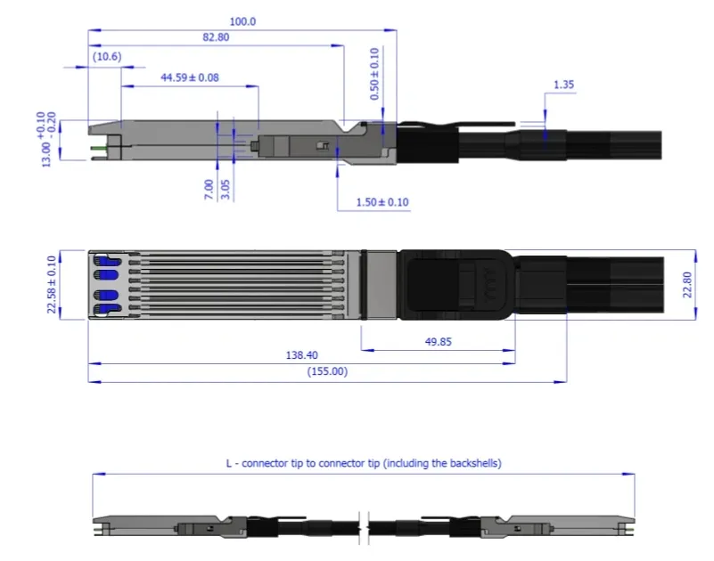 Nvidia Cable Mcp4y10-Nxxx Twin-Port 2X400GB/S Osfp do 2X400GB/S Osfp Passive Dac Mcp4y10-N002 (980-9IA0I-00N002) 1
