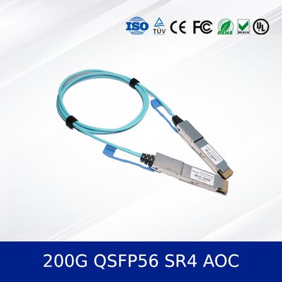 Moduł nadajnika optycznego 200G QSFP56 SR4 AOC 3m Kabel dla 200G Ethernet OM4 MMF, niskiej mocy, zgodny z CMIS