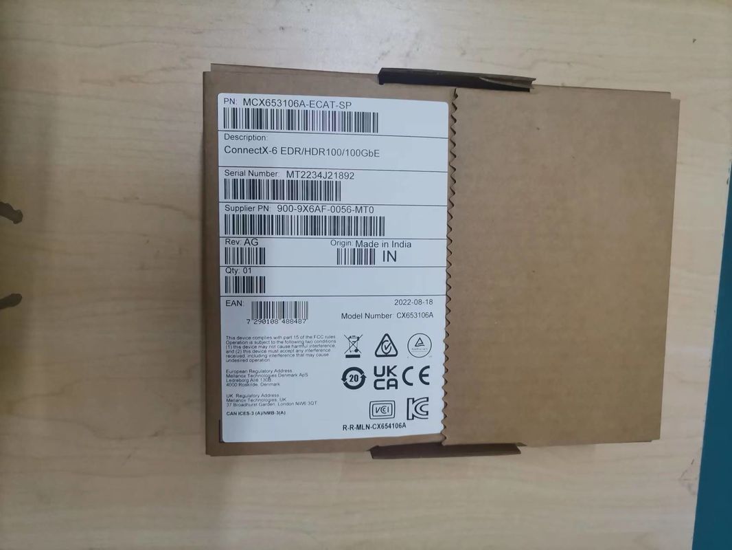 100g HDR Infiniband Mellanox 100gb Nic Interfejs sieciowy QSFP56 MCX653106A-ECAT MCX653106A-ECAT
