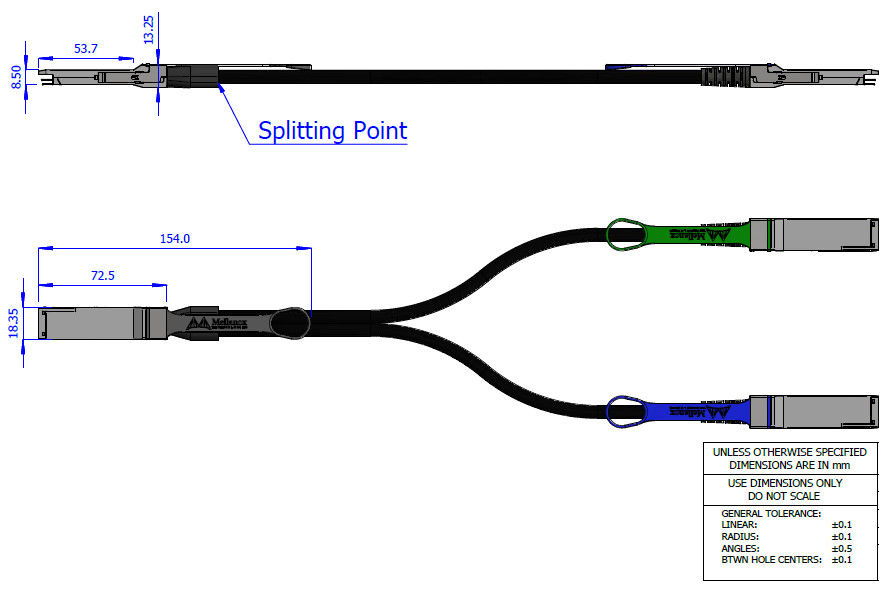 Kabel DAC HDR100 Mellanox o długości 2 m Bezpośrednio podłączany kabel światłowodowy MCP7H50-H002R26 MCP7H50-V0xxR QSFP56