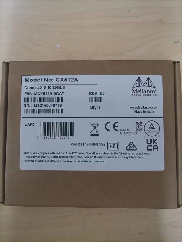 MCX512A-ACAT Mellanox ConnectX-5 EN Karta interfejsu sieciowego 10/25GbE Dual Port SFP28