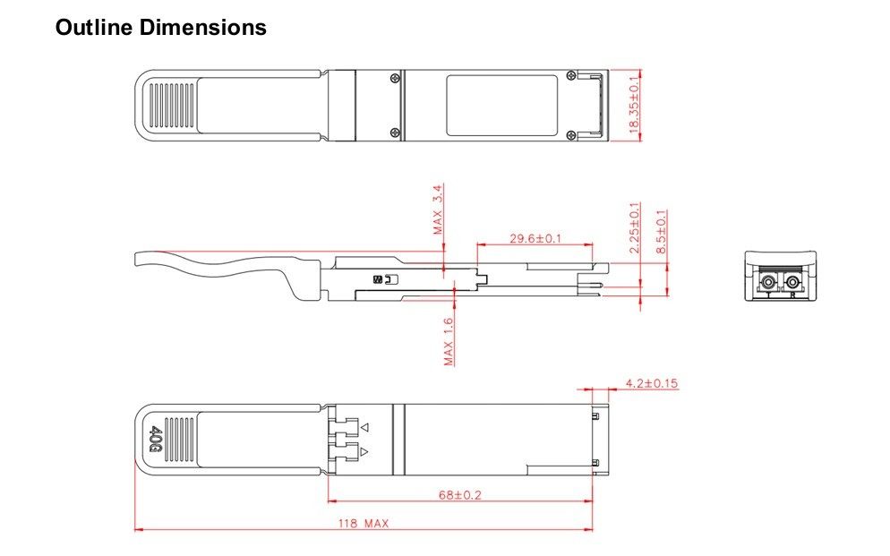 Odległość transmisji 10 km 40 Gb/s QSFP LR4 Transceiver optyczny 1277.5nm 10 km Duplex LC dla szybkiego sprzętu światłowodowego
