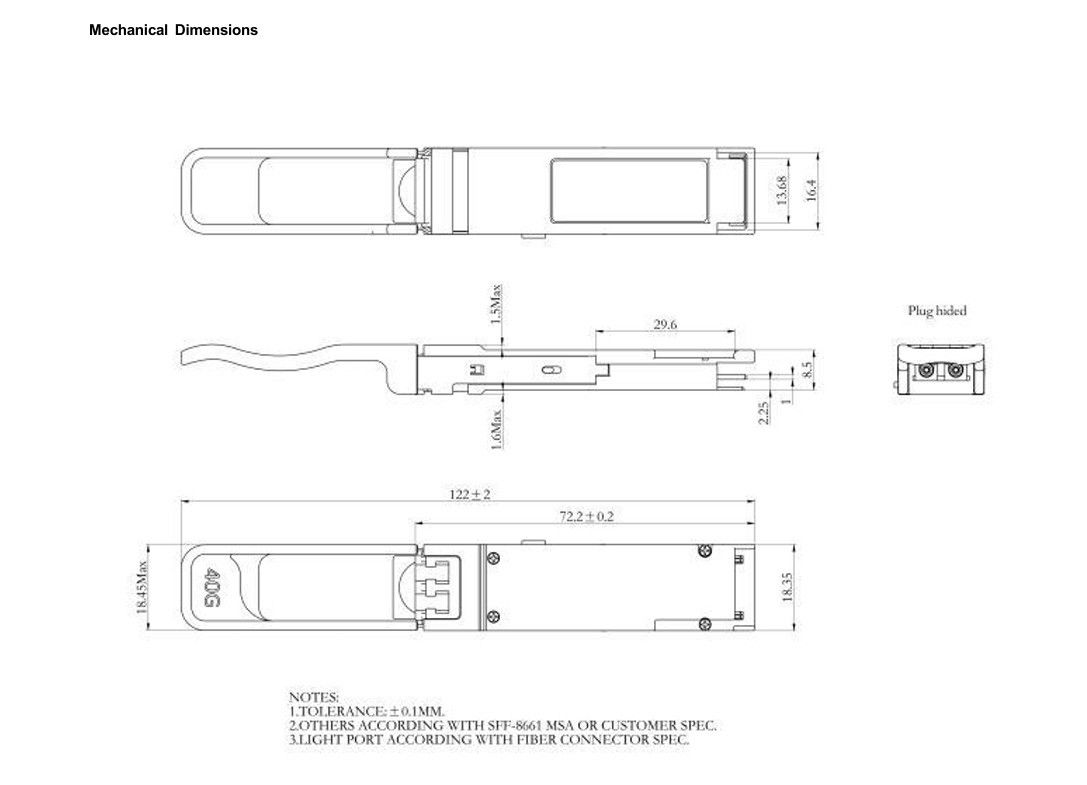 40Gb/s QSFP Multimode Optical Module BIDI 850/908nm Optical Transceiver Duplex LC IP Network Do 70m przez OM3 100m przez OM4