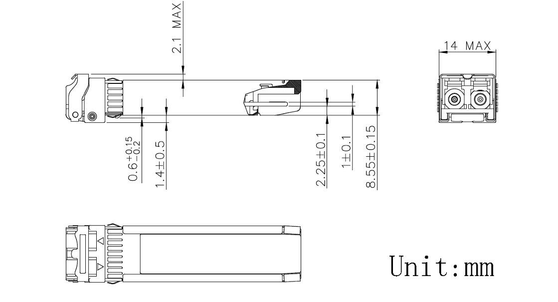 Moduł nadajnika optycznego LC typu światłowodowego Multi Mode Fiber OM3 sieci 10G SFP 850nm 300m