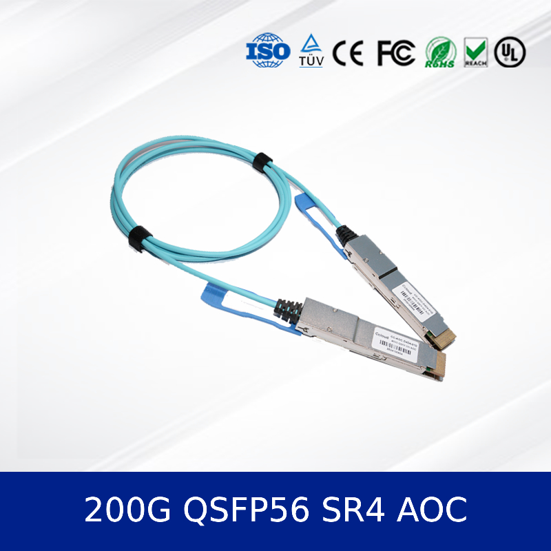 Moduł nadajnika optycznego 200G QSFP56 SR4 AOC 3m Kabel dla 200G Ethernet OM4 MMF, niskiej mocy, zgodny z CMIS