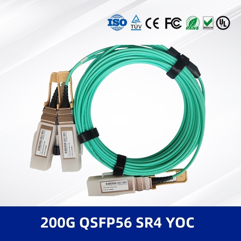 Moduł nadajnika optycznego 200G QSFP56 SR4 YOC 3M Kabel AOC 200G QSFP56 SR4 Do 2x100G Modulacja PAM4 I wsparcie DDM