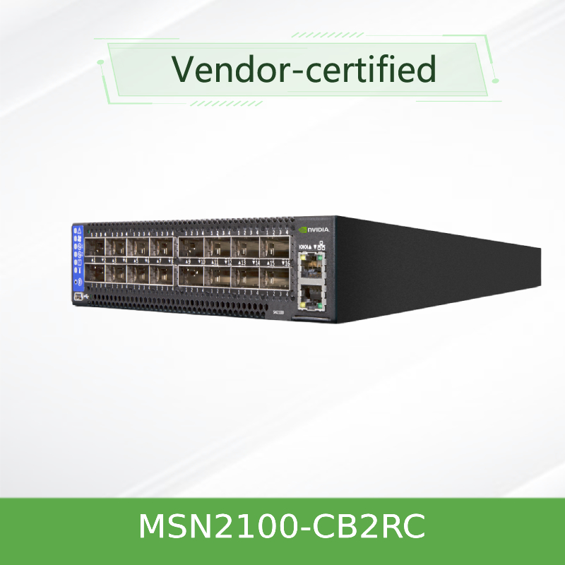Przełącznik Ethernet 1U Open oparty na EDR Nvidia Mellanox Spectrum 100gbe z Cumulus Linux MSN2100-CB2RC, 16 portów Qsfp28