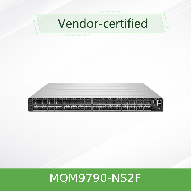 NVIDIA MQM9790-NS2F 400Gb/s InfiniBand Switch   64-port NDR, 51.2Tb/s, zarządzane zewnętrznie, 1U dla klastrów HPC i AI